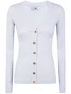 Elisabetta Franchi Ribbed Button Cardigan In Blue