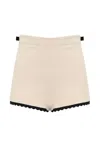 Elisabetta Franchi Multicolor High-waisted Shorts With Scalloped Hem In Neutral