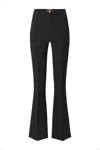 Elisabetta Franchi Flared Black Trousers With Decorative Gold Waistband In Black