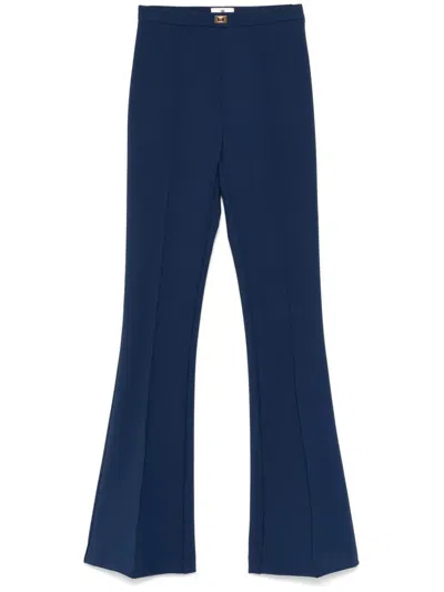 Elisabetta Franchi Flared Leg Pants With Tailored Design In Blue