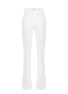 Elisabetta Franchi Logo-plaque Crepe Trousers In Beige