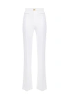 Elisabetta Franchi Logo-plaque Crepe Trousers In Beige