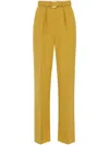 Elisabetta Franchi Mustard Yellow Trouser With Belt Waist In Beige