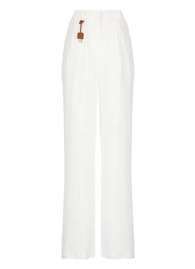Elisabetta Franchi Viscose-linen Blend Trousers In Blue