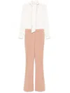 ELISABETTA FRANCHI ELISABETTA FRANCHI BEIGE AND WHITE JUMPSUIT WITH NECK DETAIL
