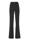 Elisabetta Franchi Flared Leg Crepe Pants Front Flaps In Black