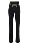 Elisabetta Franchi Belted Crepe Palazzo Trousers In Black