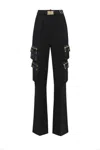 Elisabetta Franchi High-waisted Black Trousers With Cargo Pockets In Black