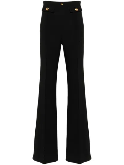 Elisabetta Franchi Logo-plaque Flared Trousers In Black