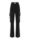 Elisabetta Franchi Black Cargo Trousers With Belt In Black