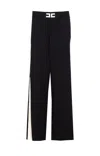 Elisabetta Franchi Palazzo Trousers With Shiny Side Bands In Yellow