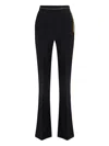 Elisabetta Franchi Lightweight Crepe Trousers With Jewel Chain In Black