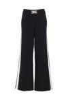 Elisabetta Franchi Palazzo Trousers With Shiny Side Bands In Black