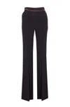 Elisabetta Franchi Lightweight Crepe Trousers With Jewel Chain In Black
