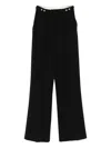 Elisabetta Franchi High Waist Pleated Wide Leg Trousers In Black