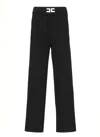 Elisabetta Franchi Palazzo Trousers With Shiny Side Bands In Black