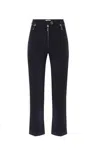 Elisabetta Franchi Straight-leg Cropped Crepe Pants With Gold Accents In Black
