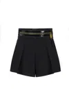 Elisabetta Franchi High Waist Pleated Shorts With Belt Loops In Black