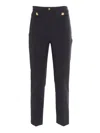 Elisabetta Franchi Straight Pants With Logo Rivet In Black