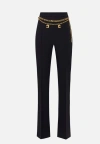 Elisabetta Franchi Belted Crepe Palazzo Trousers In Black