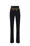 Elisabetta Franchi Belted Crepe Palazzo Trousers In Nero Neri E Grigi