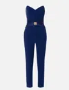 Elisabetta Franchi Jumpsuit With Macro Bow In Blue