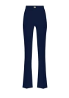 Elisabetta Franchi Flared Pants With Logo Plate In Blue