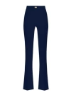 Elisabetta Franchi Flared Pants With Logo Plate In Blue