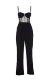 Elisabetta Franchi Tailored Jumpsuit With Corset Bodice In Blue