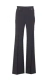 Elisabetta Franchi Double Crepe Trousers In Blue