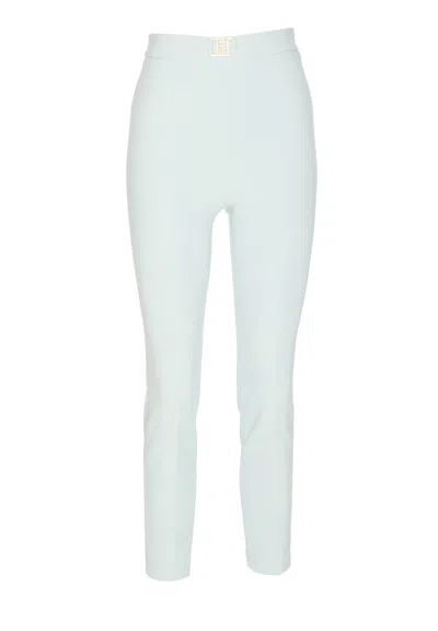Elisabetta Franchi Logo-plaque Straigh-leg Trousers In Blue