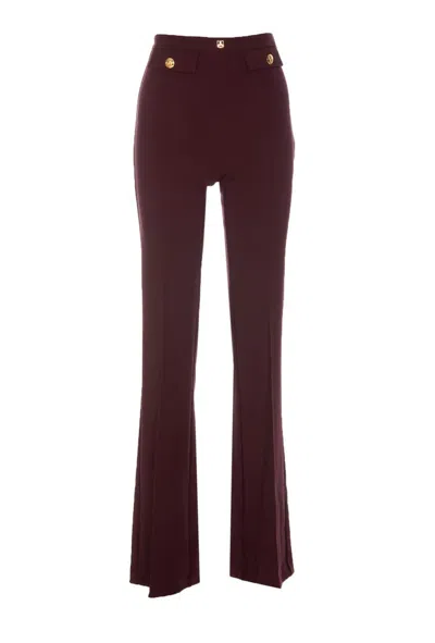 Elisabetta Franchi Palazzo Pants In Crepe Stretch In Red
