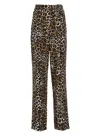 Elisabetta Franchi Pleated Crepe Trousers With Animal Print In Brown