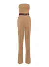Elisabetta Franchi Belted Jumpsuit In Brown