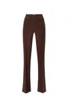 Elisabetta Franchi High-waisted Flared Pants With Decorative Button Details In Brown