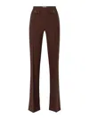 Elisabetta Franchi High-waisted Flared Pants With Decorative Button Details In Brown