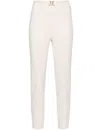 Elisabetta Franchi Cropped-leg Crepe Trousers In Brown
