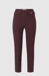Elisabetta Franchi Straight Stretch Crepe Trousers With Rivet In Brown