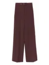 Elisabetta Franchi High-waisted Tailored Trousers With Subtle Logo Detail In Burgundy