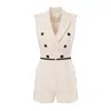 Elisabetta Franchi Tailored Jumpsuit With Decorative Buttons In Neutral