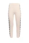Elisabetta Franchi Trousers With Elastic Waistband And Ribbed Cuffs In Butter