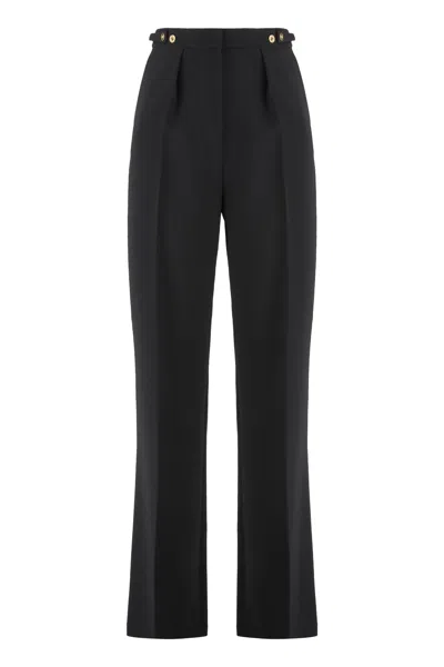 ELISABETTA FRANCHI ELISABETTA FRANCHI TROUSERS IN CREPE WITH JEWELRY ACCESSORY