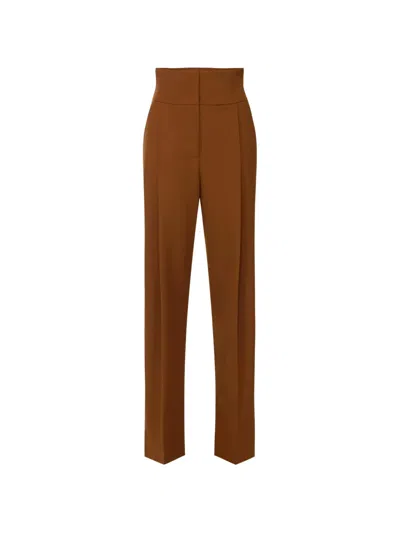 Elisabetta Franchi Trousers In Gabardine Fabric In Brown