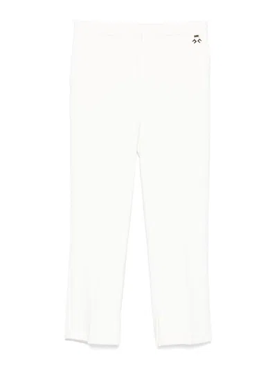 Elisabetta Franchi Trousers In Light Double Crepe With Slits In White