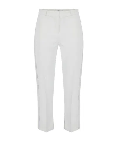 Elisabetta Franchi Trousers In Lightweight Crepe Fabric With Tuxedo Details In White