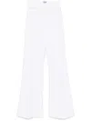 Elisabetta Franchi Logo-plaque Crepe Trousers In Ivory