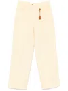 Elisabetta Franchi Stretch Cotton Blend Trousers In Neutral