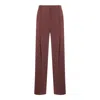 Elisabetta Franchi Trousers With Front Pleats And Belt Loops In Burgundy