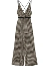 Elisabetta Franchi Black Diamond Print Georgette Jumpsuit In Nero/burro/giallo