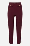 Elisabetta Franchi High Waist Tight Fit Trousers With Gold Button Detail In Red